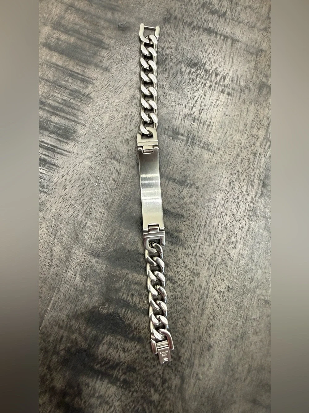 Two-Tone Men's Curb ID Bracelet — Silver Chain with Gold Plate (stainless steel)